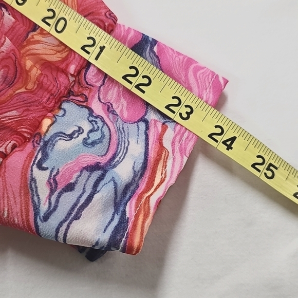 Vtg Carol Henry 70s Vibrant Marbled Sheer Button Up, LS, Large, Pink Blue Orange - Picture 8 of 10